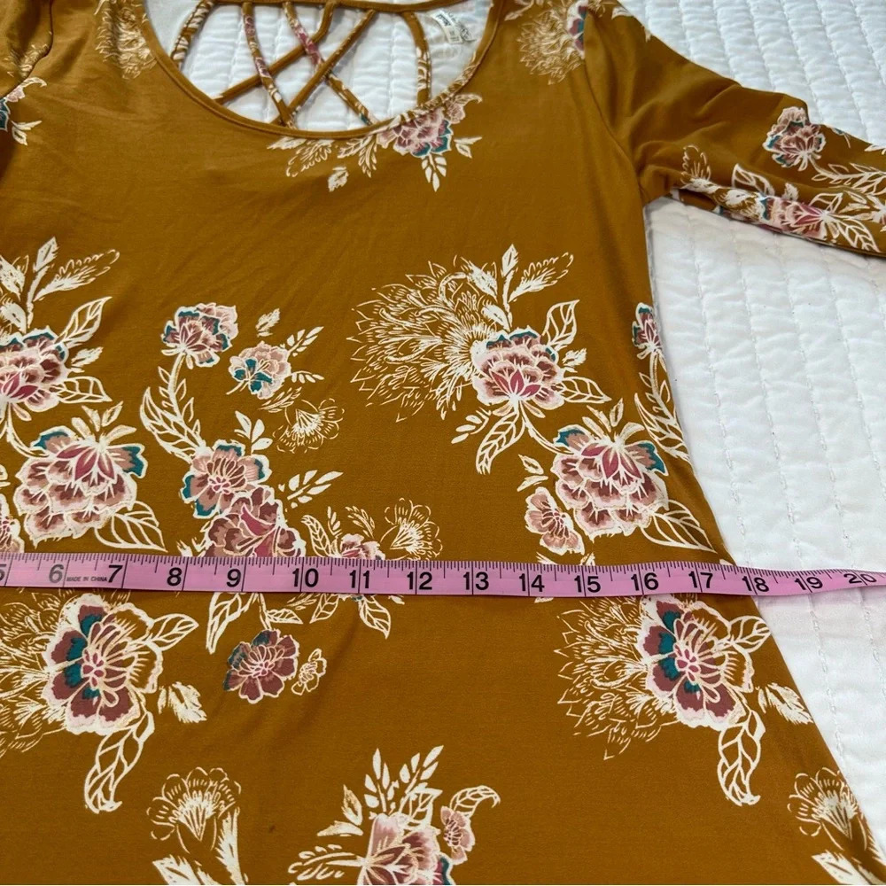 Mudd  fall Orange Floral Long Sleeve Dress - Picture 6 of 15